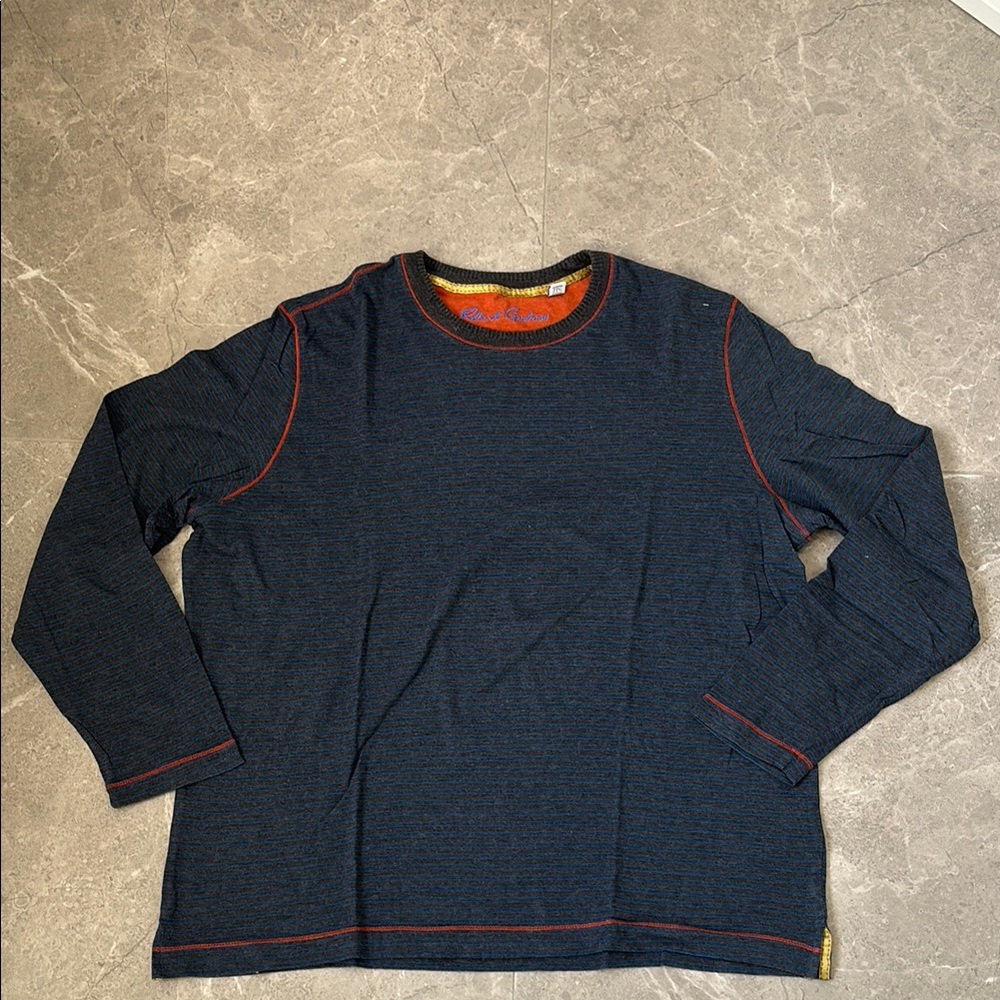 Striped Long Sleeve Shirt with Orange Accents